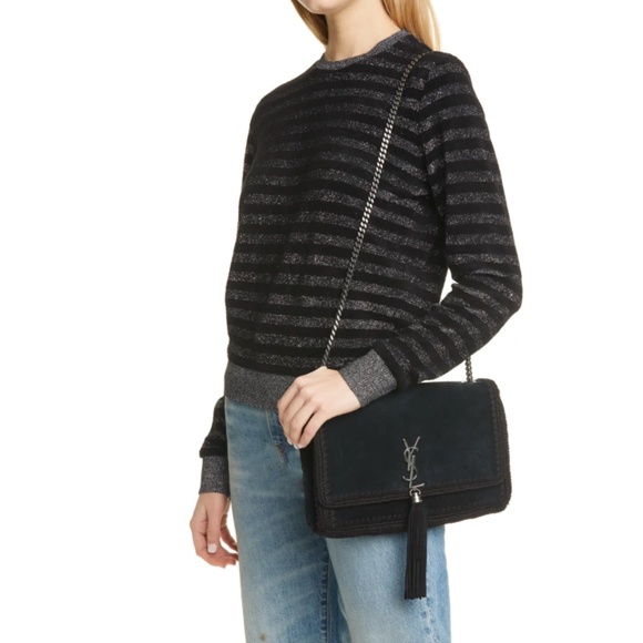 New Authentic SAINT LAURENT Medium Kate Whipstitch Suede Shoulder Bag - Picture 1 of 15